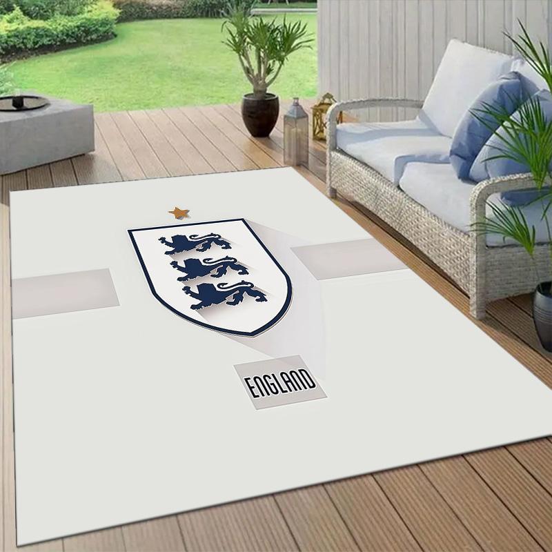 England National Men's Football Team Flannel Pattern Square Carpet,Area Rug,Carpet Rug for Living Room Bedroom Sofa Playroom Decor,Non-slip Floor Mat