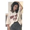 Damski T-shirt z krótkim rękawem w stylu koreańskim z nadrukiem literowym - Letnia moda luźny top