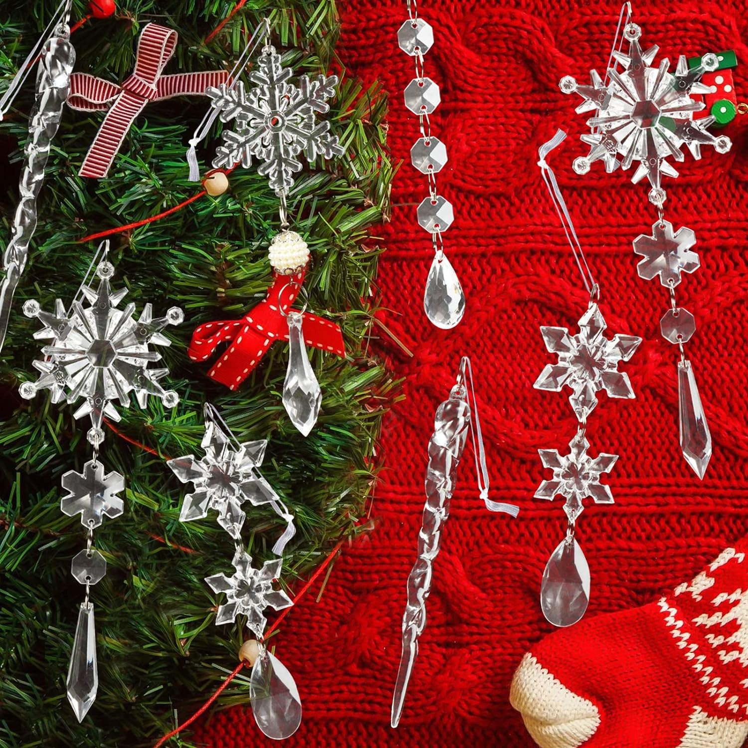 DAHI 12 Pezzi Set di decorazioni per albero di Natale a fora di gocce