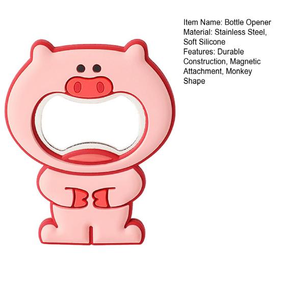 Magnetic Bottle Opener Pig Monkey Rabbit Shape Stainless Steel Opener Beer Cap Remover Fridge Decoration