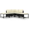 VidaXL Garden Furniture Set 5 Pcs with Cushions Black Wicker