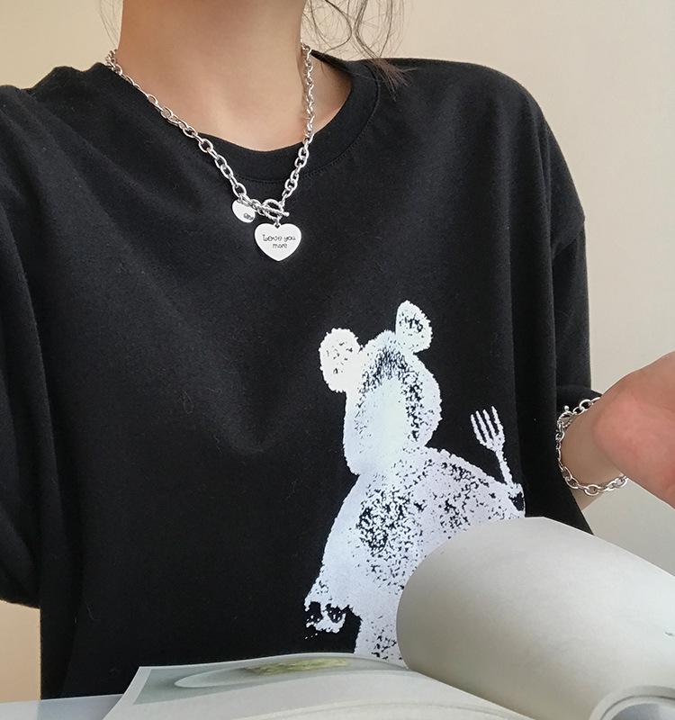 Spice Girls Sweet Cool Cosmic Opal Artificial Pearl Necklace Female Tide Double Layer Stacked Wearing Love Hip Hop Collarbone Chain