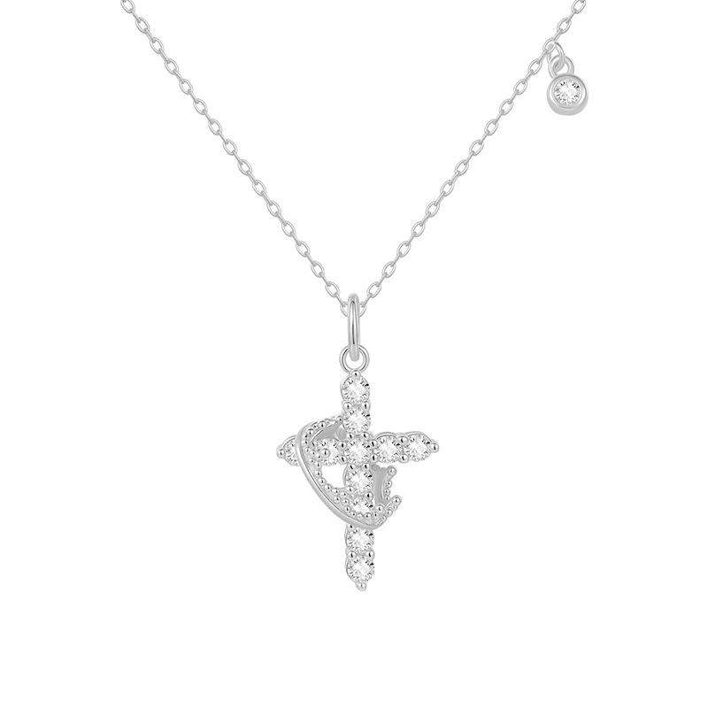 Hot-selling Cross-border Item Europe America S925 Sterling Silver O-chain Pendant Necklace Inlaid Moissanite Featuring Crown S925 sterling silver