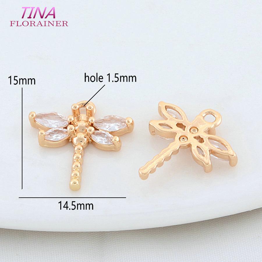 6PCS 15MM 14.5MM 18K Gold Plated Pendant Dragonfly For Necklace Accessories DIY Charm For Jewelry Making Supplies