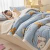 Winter Thick Three-Layer Quilted Blanket Milk Flannel Multifunctional Warm Blankets for Home Cartoon Printed Single Sofa Cover