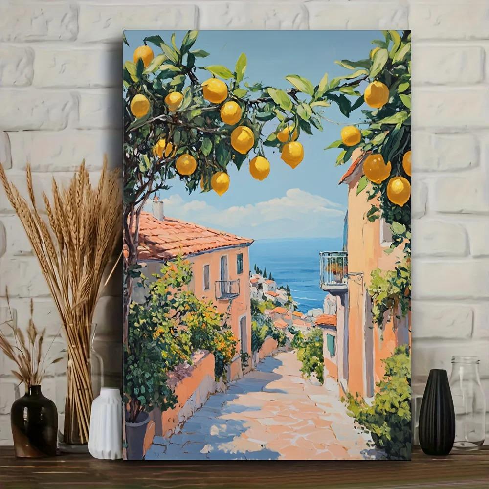 Colorful Coastal Cityscape Wall Art, Seaside Town Canvas Print, Wall Decor Art, Home Decor,Holiday Deco, Perfect Gift