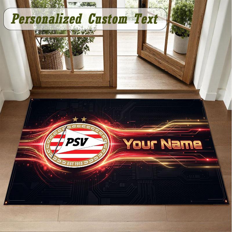 Crystal Velvet Square Rug Custom NamePSV Eindhoven FC Pattern Non Slip Home Floor Decor Rug