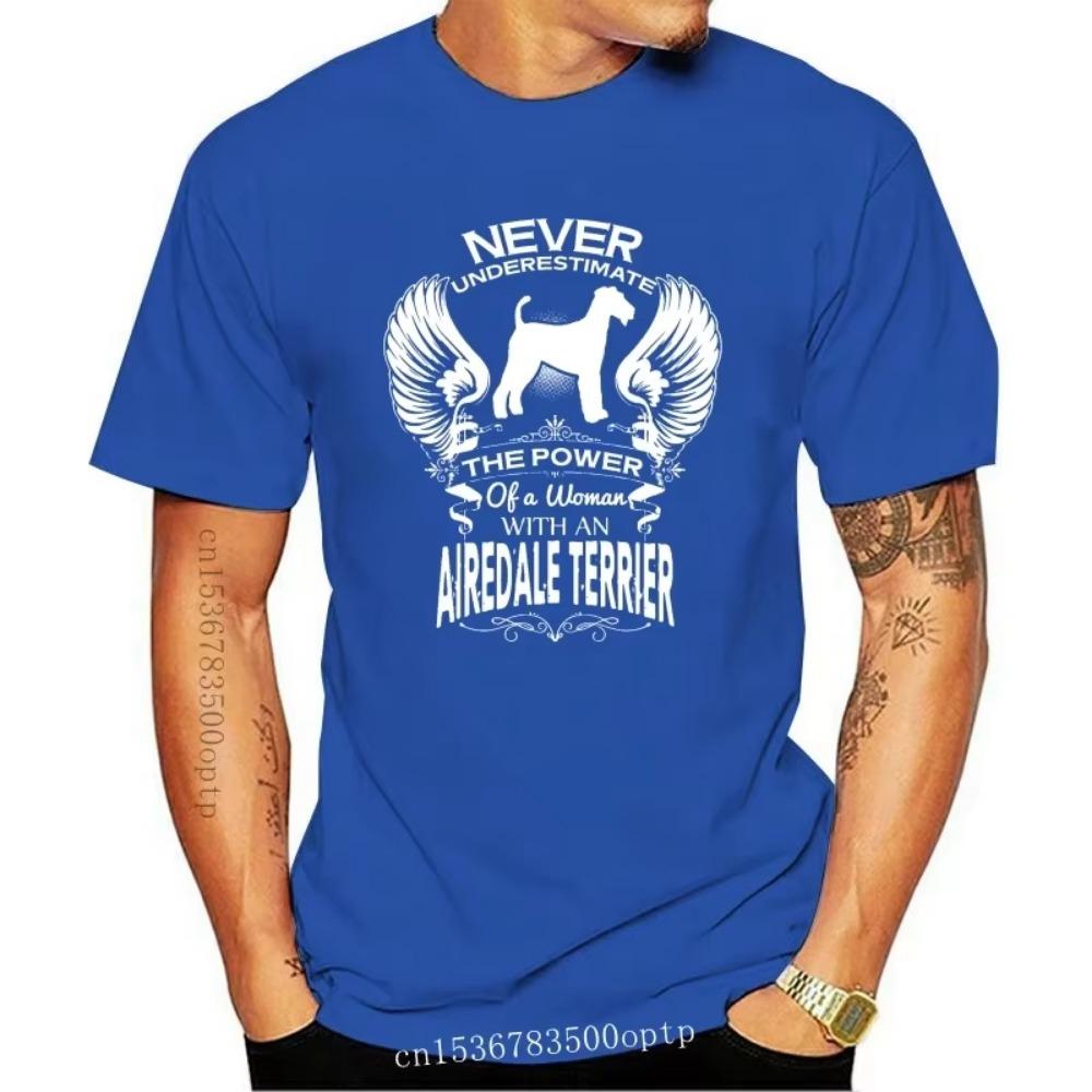 New Men Short Sleeve Tshirt A WOMEN WITH A DOG Airedale Terrier Cool Women T-shirt