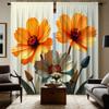 2 Stück Vorhänge mit orange-blauem Blumenmuster   Polyesterstoff   maschinenwaschbar   geeignet für Schlafzimmer-Wohnzimmer-Dekoration