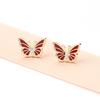 New Year's Red Oil Drip Stone Butterfly Earrings Gold-plated Versatile Insect 925 Silver Needle Stud Earrings Women's Earrings