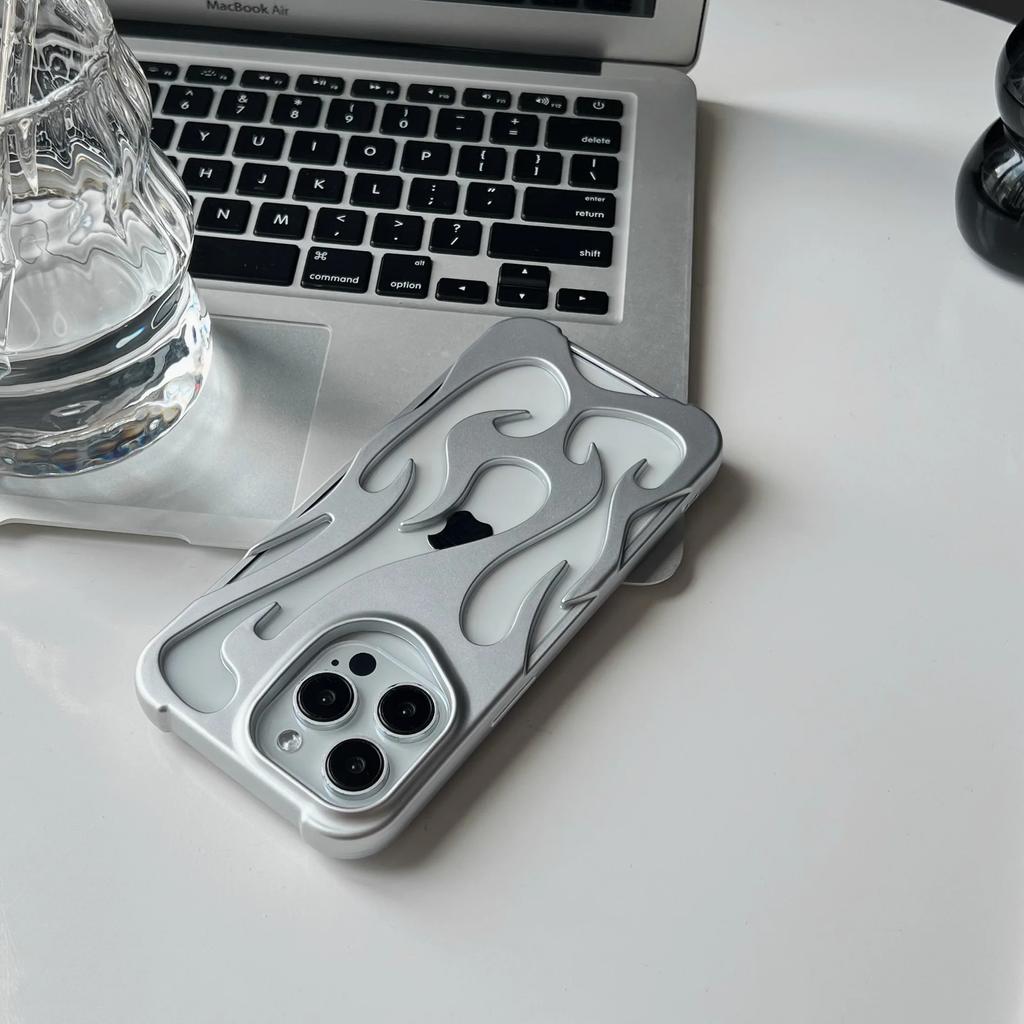 3D Flame pattern Phone Case for iPhone 16 15 13 12  ProMax 11 14 Plus Fashion Hollow Slim Shockproof Protective soft Cover