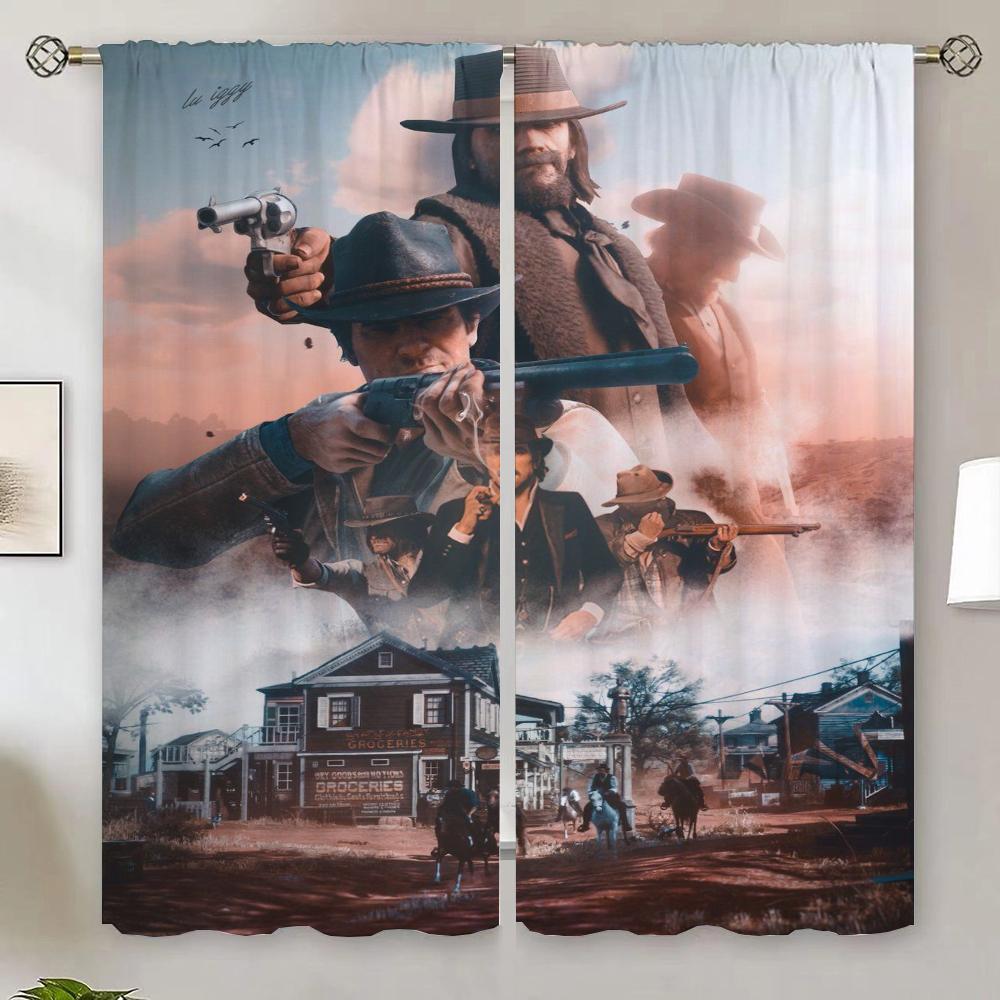 

Red Dead Redemption Спальня Плотные Шторы для Гостиной Шифоновые Подхваты Для Штор Для Дома и Украшения Разделительные Тени W132xH274cmx2pcs-CL