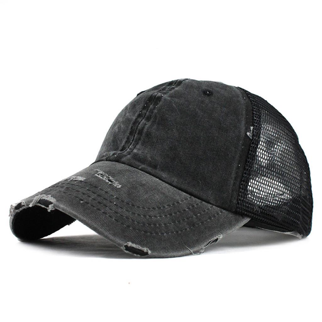 URIBAKY Ponytail Messy Buns Trucker Plain Baseball Visor Cap Unisex Hat