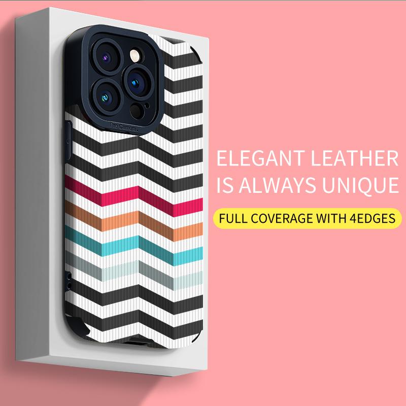 Vertical Grain Leather Shell Green 3D Printed Patterned Soft Silicone Phone Case Back Cover with Camera Lens Full Protection for iPhone