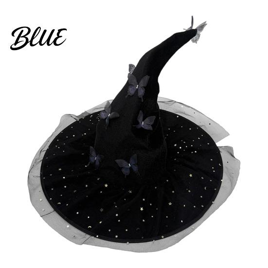 Black Cosplay Hats Glitter Sequins Halloween Hat Witch for Women Women Large Mesh Wizard Reusable Dressing Props with Butterfly