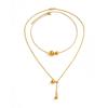 SHIXIN Classic Charm Stainless Steel Round Ball Pendant Necklace Women 18K Gold Plated Adjustable Clavicle Chain No Fade Jewelry