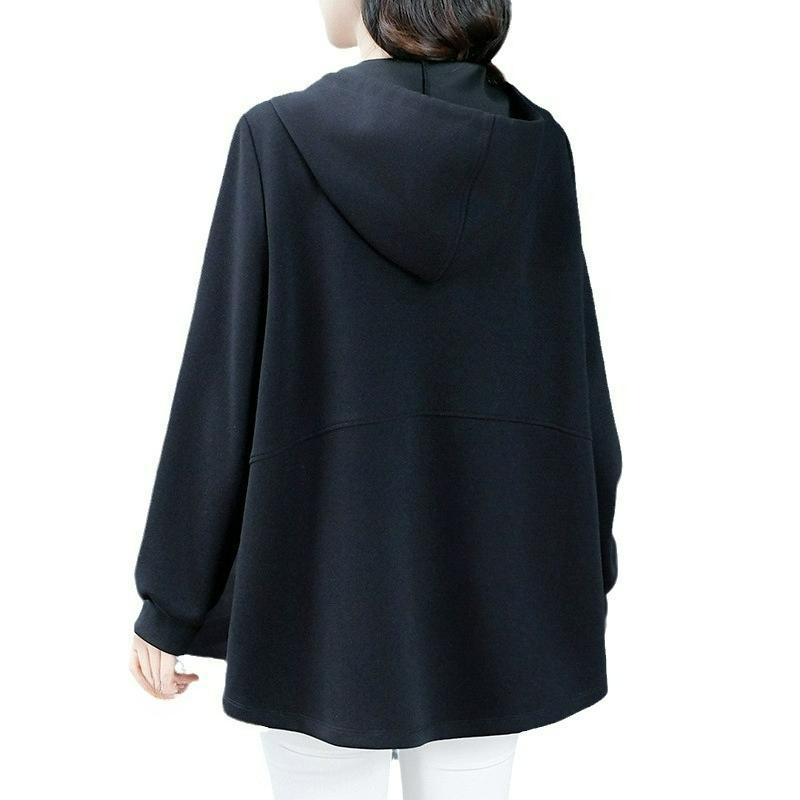 Autumn and Winter Loose Large Size Open-sleeved Hooded Sweater Tops All-match Casual Women's Clothing