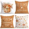 Fall Pumpkin Floral Throw Pillow Covers 4 Pcs Set Autumn Harvest Cushion Case Home Decor Sofa Couch Bed Thanksgiving