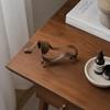 Open-Frame Wiener Dog Sculpture In Metal with a Mottled Aged-Look Finish for Indoor Cabinets, Shelves, and Desktops