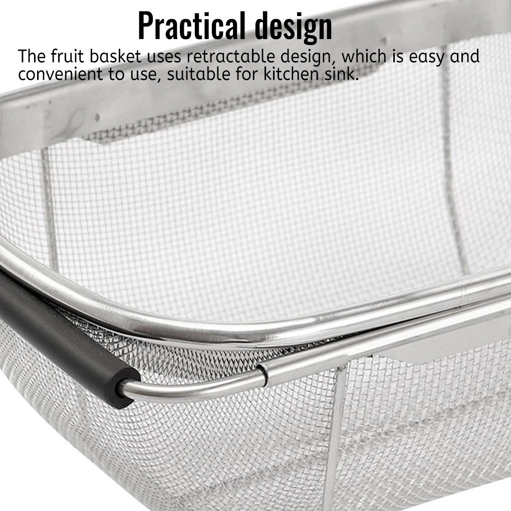 Ausziehbarer Küchenabtropfkorb Edelstahl Obst Gemüse Sieb Behälter Essbar Hotel Café Reinigung Abtropfsieb