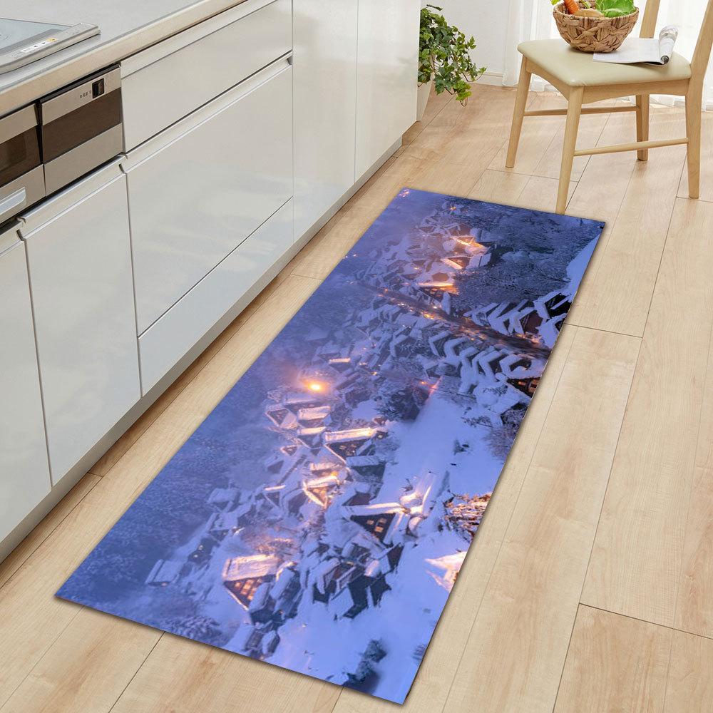 Modern Stylish Home Decor Entrance Runner Rug Winter Landscape Print Long Non-slip Hallway Floor Mat Bedroom Bedside Carpet