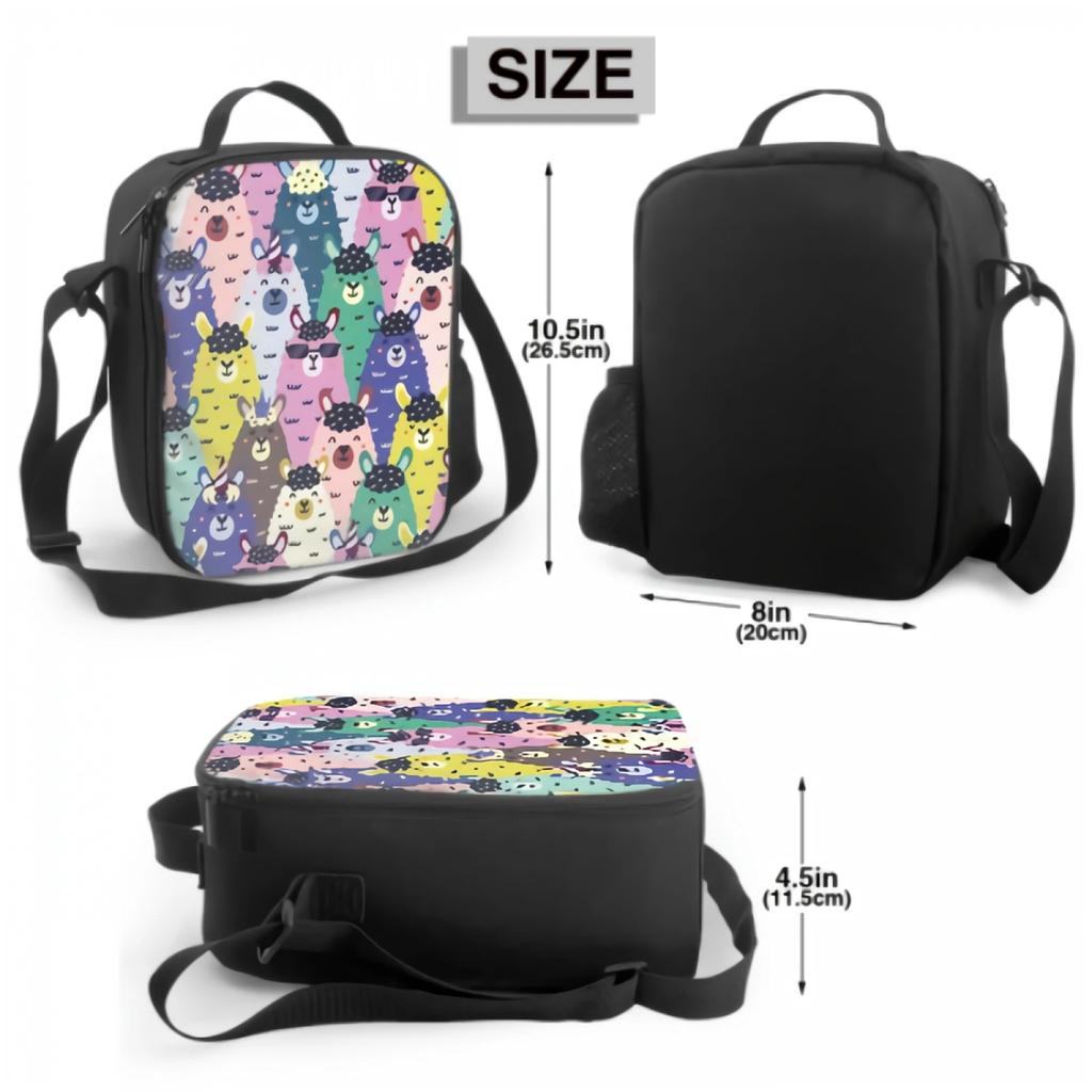Funny Llamas Faces Lunch Box Insulated Meal Bag Animal Print Lunch Bag Food Container for Boys Girls School Travel Picnic
