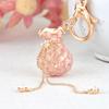 Money Bag Keychain Rhinestone Tassel Design Lucky Bag Shape Key Chain Pendant Strong Lobster Clasp Anti-Lost Keychain Gift Accessory