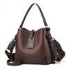 Fashionable Women's Bucket Bag Large Capacity Vintage Style With Wide Shoulder Strap In Black And Coffee