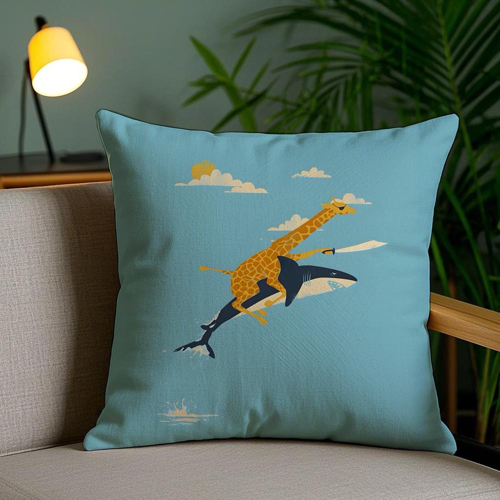 Abstract Animals Cushion Cover Soft Short Plush Double-Sided Printing Home Decor Machine Washable Pillow Case Gift