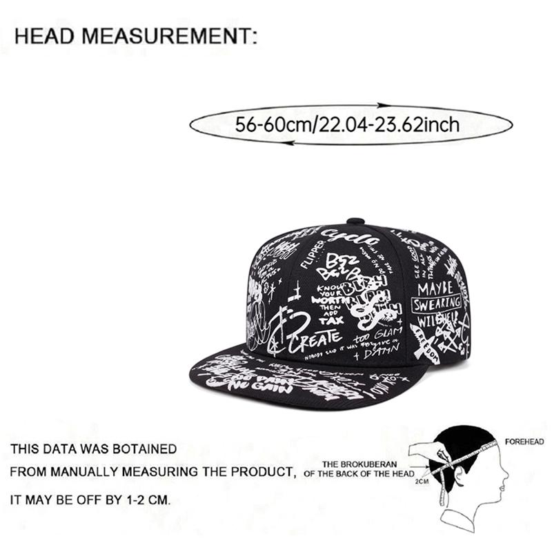 2026 New Fashionable Creative Baseball Hat Graffiti Letter Printed Hip Hop Hat Outdoor Leisure Sunshade Hat Unisex Flat Edge Hat