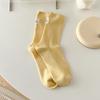 CHAOZHU Korea Japanese Double Knitted Rib Cotton Labeling Fashion Casual Basic Daily Women Girls Socks 1 Pairs