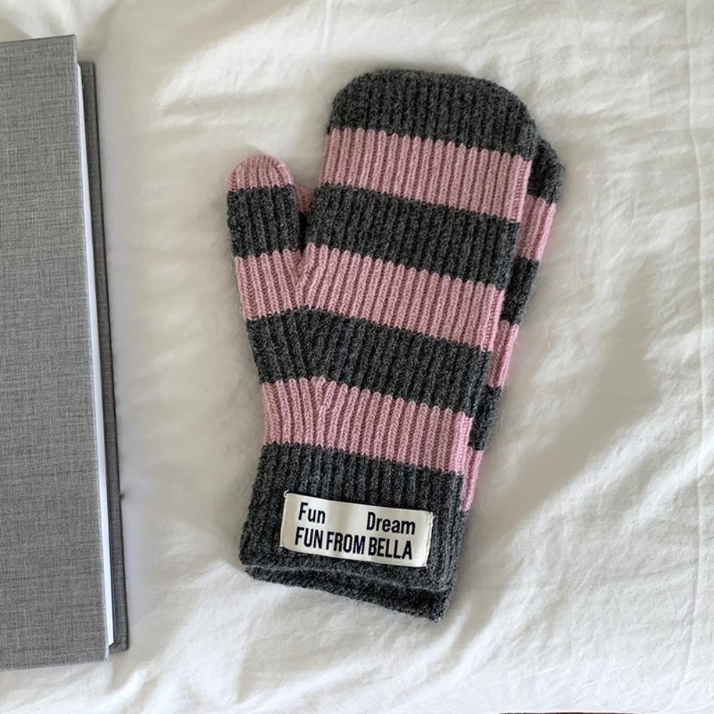 

Thickened Winter Warm Riding Gloves Korean Electric Vehicle Gloves Simple Striped Gloves Women Style 3