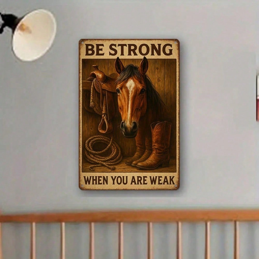

Tin Sign Wall Art Vintage Western Horse Motivational Office Decor Quote 20x30