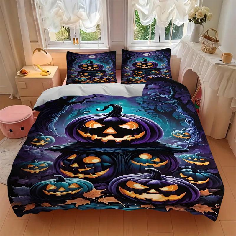3pcs Spooky Night Scene Duvet Cover Set - Includes 1 Duvet Cover and 2 Pillowcases, No Quilt Core, All-Season Home Decor yy251111087