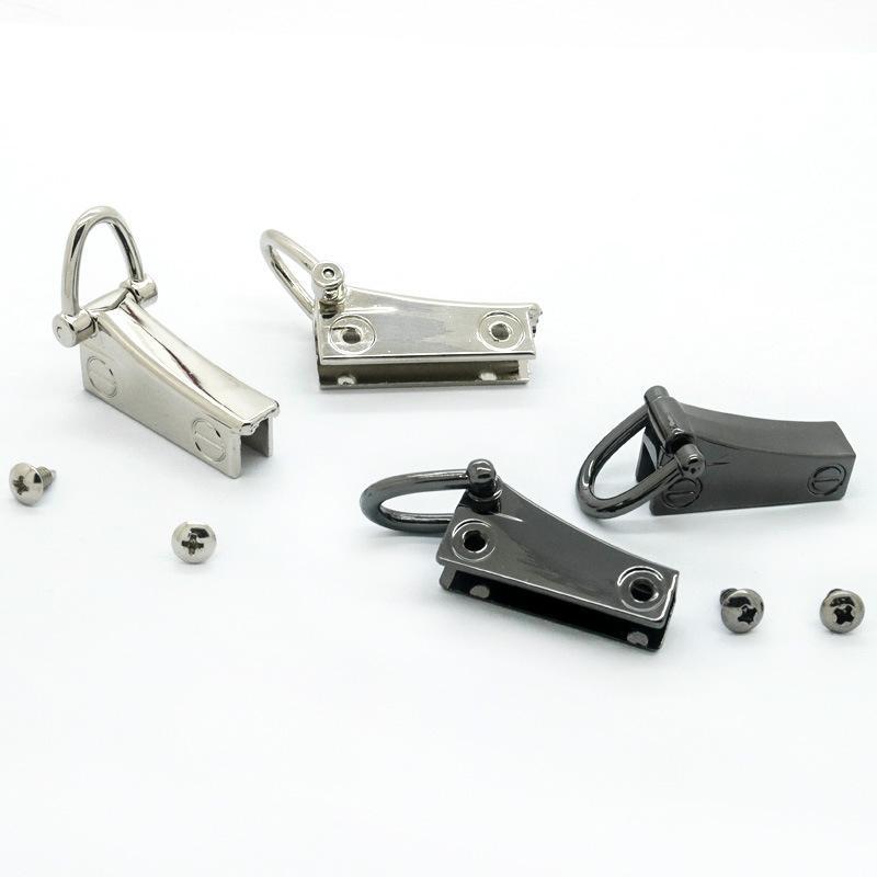 Bag Side Clip Buckle 1 Pair Metal D Ring Leather Strap Connector for Canvas Tote Handbag Hardware Accessories