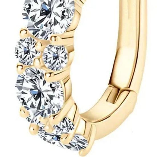 1 Pair Ear-buckle Earrings, Circle Earrings with Dazzling Cubic Zirconia, Layered Design Easy to Wear Round Earrings for Daily Wear