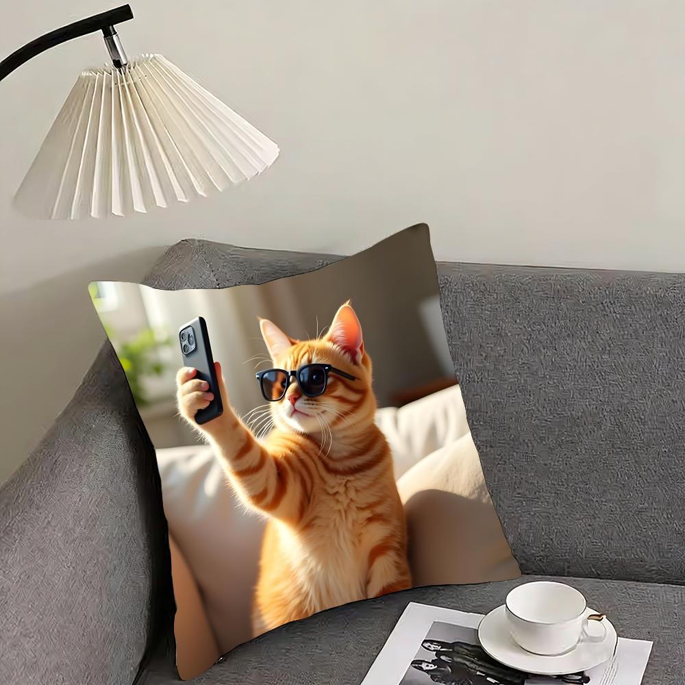 Funny Kitten Cute Cushion Cover Pillowcase Ultra Soft Skin Friendly Fabric Cloud Like Comfort Concealed Zipper