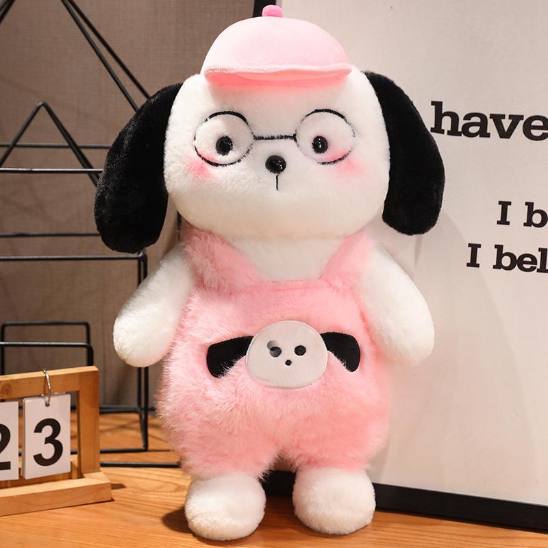 Cute Hat Puppy Dog Doll Plush Toy Little White Dog Teddy Dog Doll Children'S Company Soothing Rag Doll