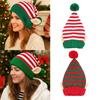 Bonnet de Noël à Pompon en Jacquard Laine Motif Rayé Fête Chapeau Tricoté Chapeau de Noël Festival Filles