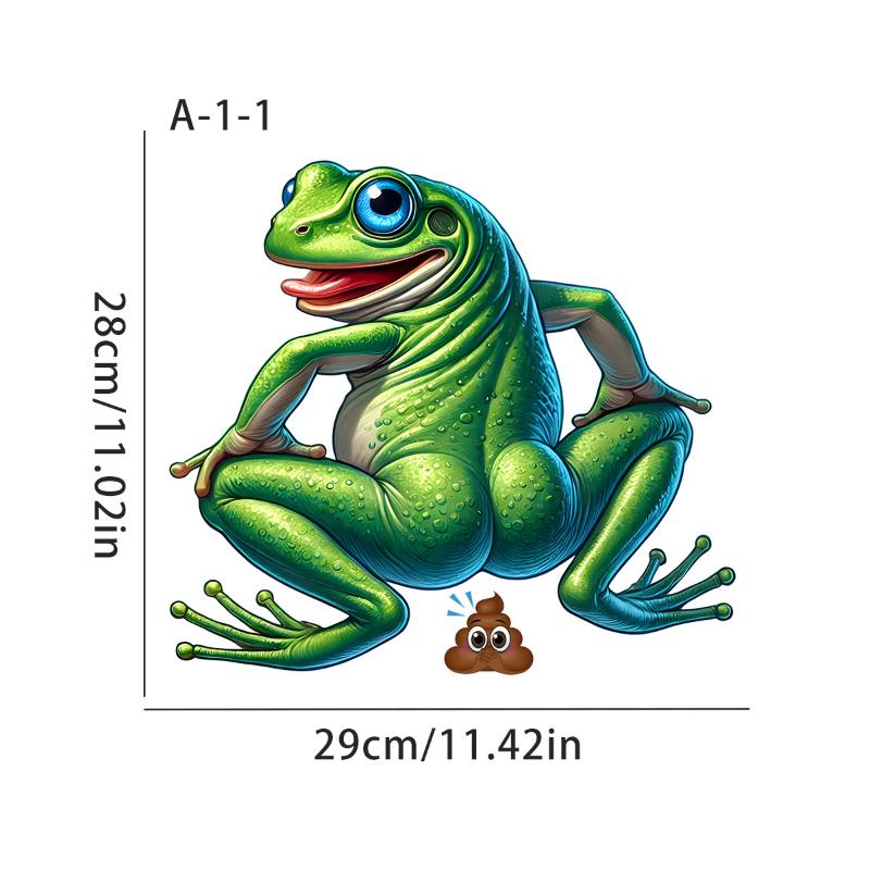 Cartoon Frog Toilet Sticker Self-Adhesive Waterproof Bathroom Decal Toilet And Home Decor Car Decals Self-Adhesive