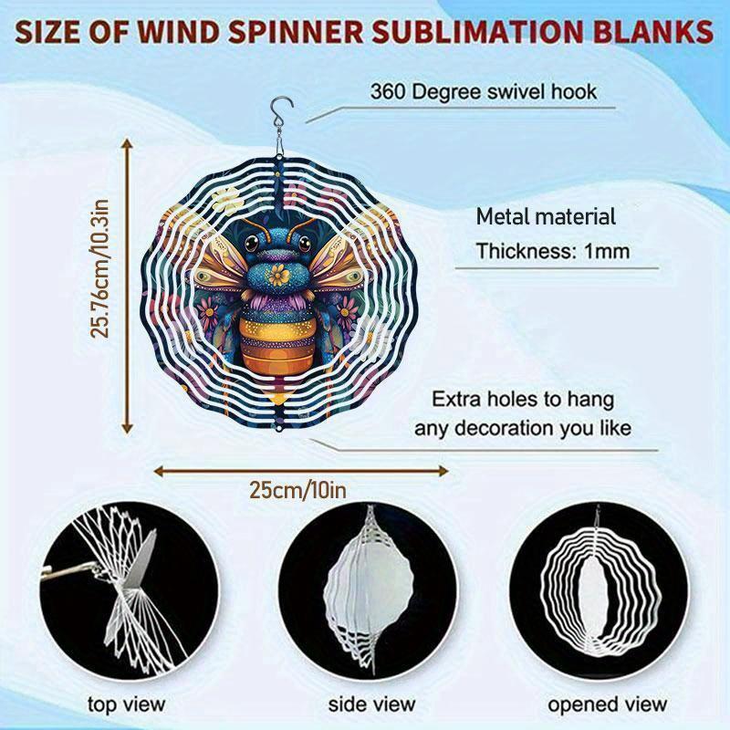 10 Inch Hanging Wind Spinner with 360 Degree Hook for Balcony Garden Decor Spring Summer Outdoor Decoration
