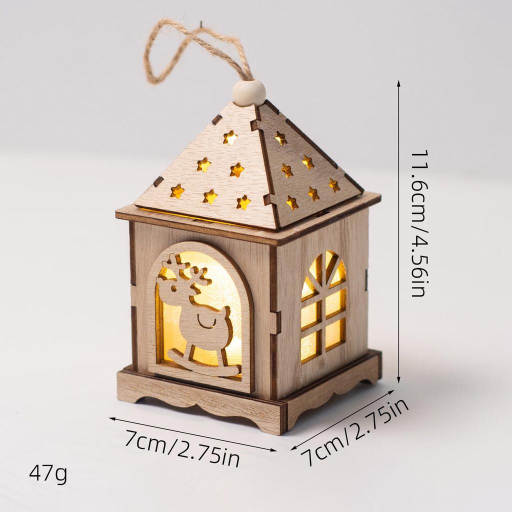 Christmas Luminous Wooden Cabin Ornament - Small House Tree Decoration
