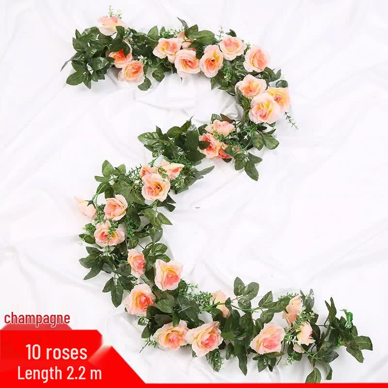 Champagne Rose Artificial Rattan Garland