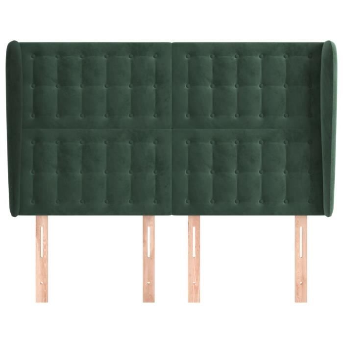 VidaXL Tête de lit avec oreilles Vert foncé 147x23x118-128 cm Velours3118441
