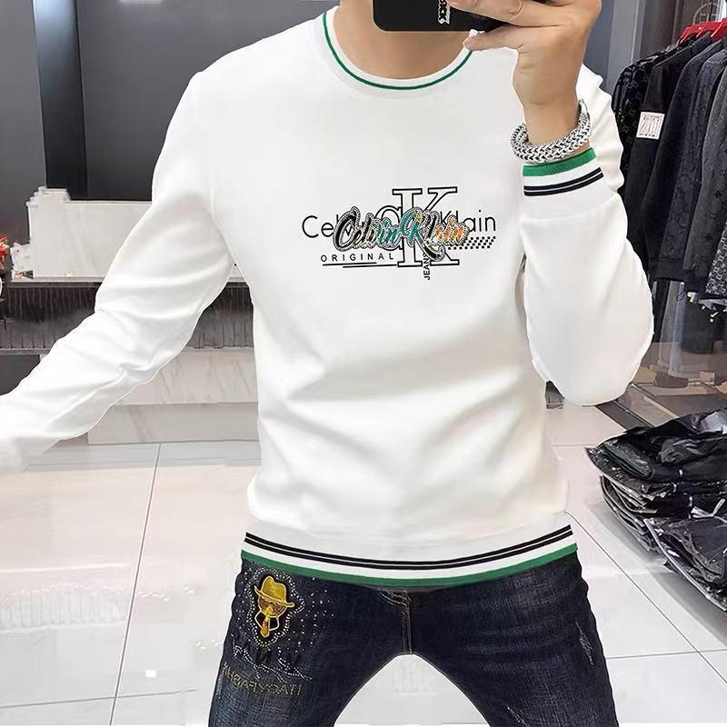High-End European Men's Trendy Hooded Sweatshirt - Round Neck, Long Sleeve, Velvet Lined for Autumn/Winter