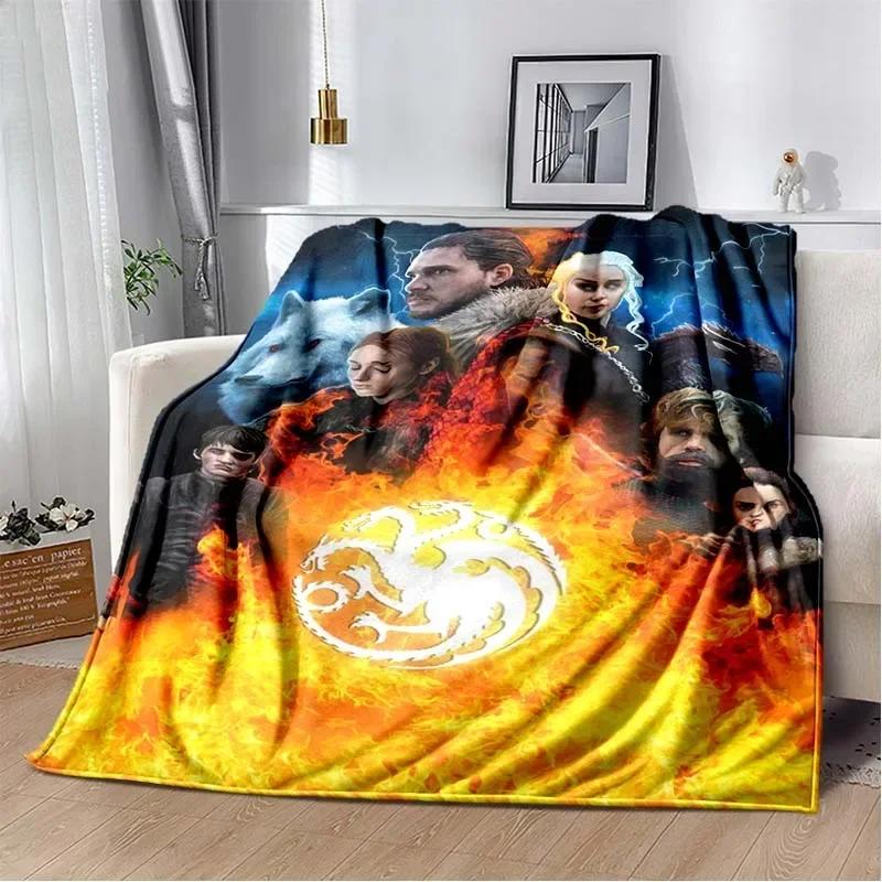 Game Dragon Plush Throw Blanket TV Series Thrones Fleece Bedspread Blanket Flannel Bedding Square Picnic Wool Soft Blanket