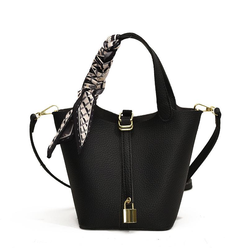 Popular Popular Fashion Lychee Pattern Temperament Advanced Sense Portable Bucket Bag Women's Leisure Commuting Niche Messenger Bag Bag