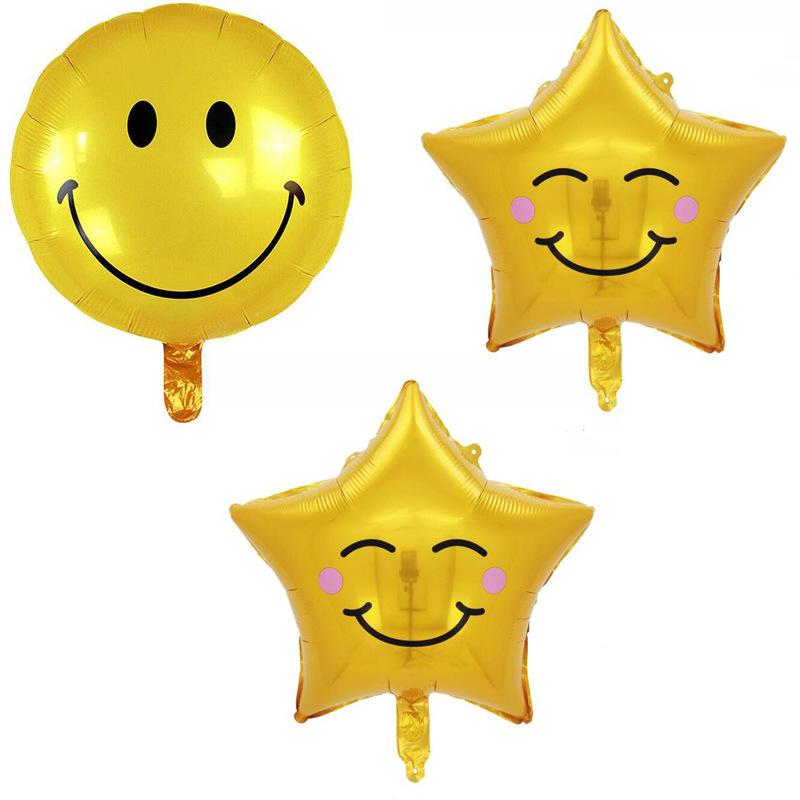 10Pcs 18inch Smiling Face Aluminum Foil Balloons for Wedding Children's Birthday Party Decor Baby Shower Field Balloon Kids Toys
