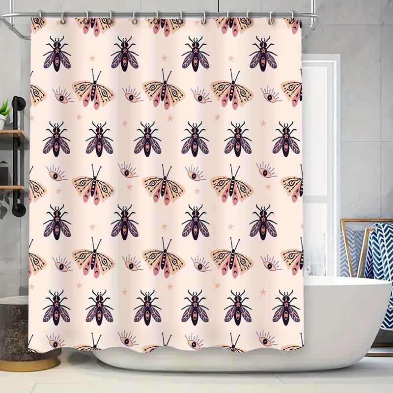 

Colorful Insect Shower Curtain Decor Pink Black White Eye Print Bath Decoration Modern Home Accessories 72x72inch (E15) 90x180cm