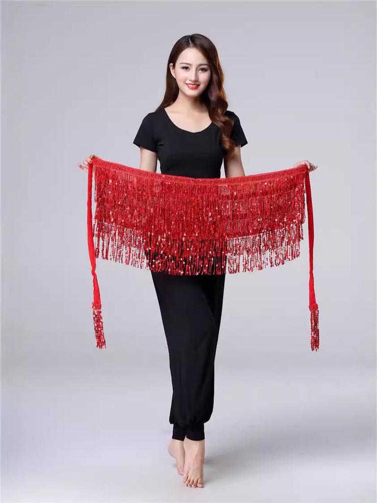 Halloween Belly Dance Costume with Sequin Tassels and Hip Scarf Waist Chain